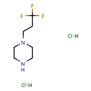 Chemical structure of 1-(3,3,3-Trifluoropropyl)-piperazine dihydrochloride , CAS 337530-57-1, AChemBlock AD278818