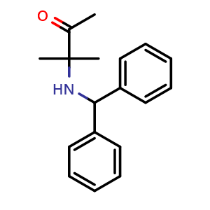 Chemical structure of 3-(Benzhydrylamino)-3-methylbutan-2-one , CAS 159556-71-5, AChemBlock AD278829