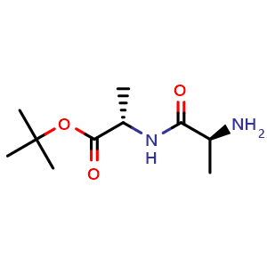 Chemical structure of tert-Butyl (2S)-2-[(2S)-2-aminopropanamido]propanoate , CAS 2488-26-8, AChemBlock AD278835