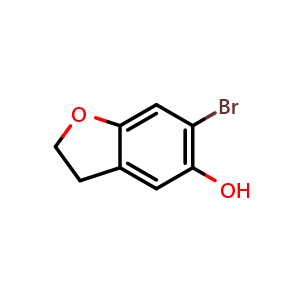 Chemical structure of 6-Bromo-2,3-dihydrobenzofuran-5-ol , CAS 40492-53-3, AChemBlock AD278849