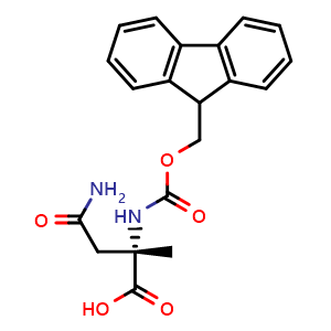 Chemical structure of (2S)-3-Carbamoyl-2-({[(9H-fluoren-9-yl)methoxy]carbonyl}amino)-2-methylpropanoic acid , CAS 1403590-49-7, AChemBlock AD278872