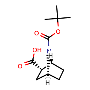 Chemical structure of (1R,2S,4S)-7-tert-Butoxycarbonyl-7-azabicyclo[2.2.1]heptane-2-carboxylic acid , CAS 1260589-42-1, AChemBlock AD278874