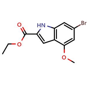 Chemical structure of Ethyl 6-bromo-4-methoxy-1H-indole-2-carboxylate , CAS 2105319-44-4, AChemBlock AD278878