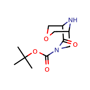 Chemical structure of tert-Butyl 6-oxo-3-oxa-7,9-diazabicyclo[3.3.1]nonane-7-carboxylate , CAS 1638652-52-4, AChemBlock AD278880