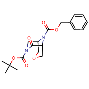 Chemical structure of 7-(1,1-Dimethylethyl) 9-(phenylmethyl) 6-oxo-3-oxa-7,9-diazabicyclo[3.3.1]nonane-7,9-dicarboxylate , CAS 1638652-51-3, AChemBlock AD278881