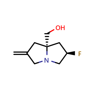 Chemical structure of (2R,7aS)-2-Fluorotetrahydro-6-methylene-1H-pyrrolizine-7a(5H)-methanol , CAS 2892510-91-5, AChemBlock AD278882