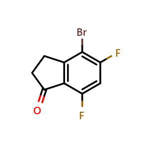 Chemical structure of 4-Bromo-5,7-difluoro-2,3-dihydro-1H-inden-1-one , CAS 1777825-17-8, AChemBlock AD278883