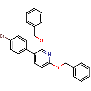Chemical structure of 2,6-Dibenzyloxy-3-(4-bromophenyl)pyridine , CAS 2736510-43-1, AChemBlock AD278886