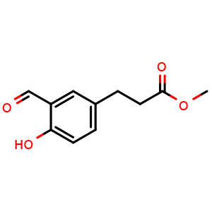 Chemical structure of Methyl 3-(3-formyl-4-hydroxy-phenyl)propanoate , CAS 1143579-37-6, AChemBlock AD278895