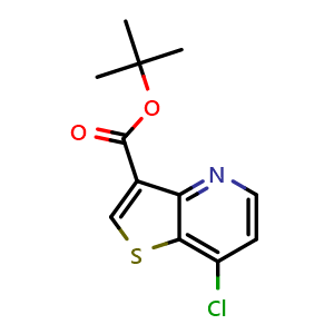 Chemical structure of tert-Butyl 7-chlorothieno[3,2-b]pyridine-3-carboxylate , CAS 3047592-73-1, AChemBlock AD278901