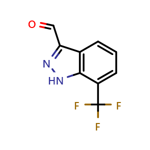 Chemical structure of 7-(Trifluoromethyl)-1H-indazole-3-carbaldehyde , CAS 1470586-95-8, AChemBlock AD278904