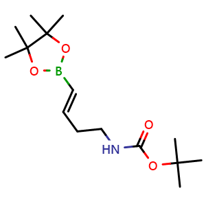 Chemical structure of tert-Butyl N-[(E)-4-(4,4,5,5-tetramethyl-1,3,2-dioxaborolan-2-yl)but-3-enyl]carbamate , CAS 2375930-89-3, AChemBlock AD278905