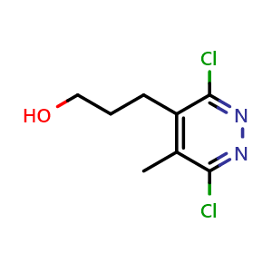 Chemical structure of 3-(3,6-Dichloro-5-methylpyridazin-4-yl)propan-1-ol , CAS 2599104-69-3, AChemBlock AD278910