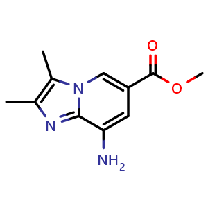 Chemical structure of Methyl 8-amino-2,3-dimethyl-imidazo[1,2-a]pyridine-6-carboxylate , CAS 248919-96-2, AChemBlock AD278915