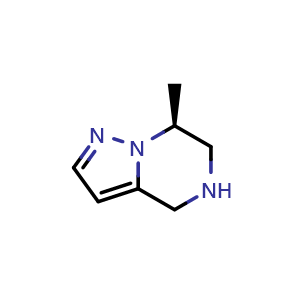 Chemical structure of (7S)-7-Methyl-4,5,6,7-tetrahydropyrazolo[1,5-a]pyrazine , CAS 2382223-54-1, AChemBlock AD278921