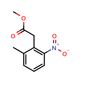 Chemical structure of Methyl 2-(2-methyl-6-nitro-phenyl)acetate , CAS 23914-04-7, AChemBlock AD278929