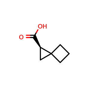 Chemical structure of (2R)-Spiro[2.3]hexane-2-carboxylic acid , CAS 2199141-25-6, AChemBlock AD278932
