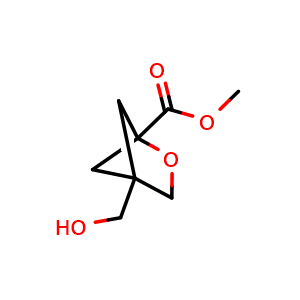 Chemical structure of Methyl 4-(hydroxymethyl)-2-oxabicyclo[2.1.1]hexane-1-carboxylate , CAS 2219375-40-1, AChemBlock AD278941