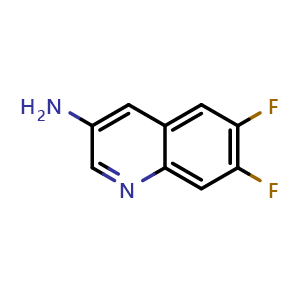 Chemical structure of 6,7-Difluoroquinolin-3-amine , CAS 318684-82-1, AChemBlock AD278950