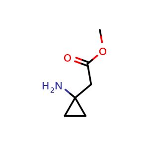 Chemical structure of Methyl 2-(1-aminocyclopropyl)acetate , CAS 387845-51-4, AChemBlock AD278953