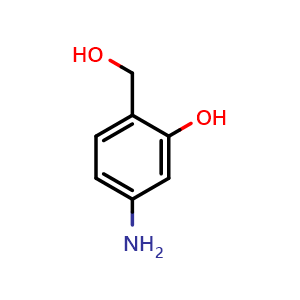 Chemical structure of 5-Amino-2-(hydroxymethyl)phenol , CAS 40463-78-3, AChemBlock AD278957