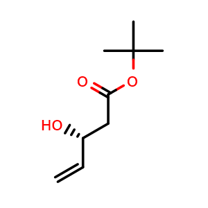 Chemical structure of tert-Butyl (3R)-3-hydroxypent-4-enoate , CAS 220861-37-0, AChemBlock AD278961