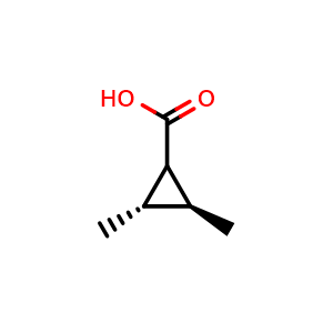 Chemical structure of rel-(2R,3R)-2,3-Dimethylcyclopropanecarboxylic acid , CAS 20431-63-4, AChemBlock AD278965