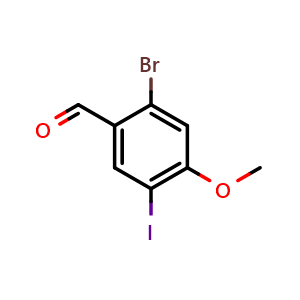 Chemical structure of 2-Bromo-5-iodo-4-methoxybenzaldehyde , CAS 1934910-69-6, AChemBlock AD278981