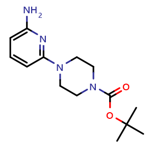 Chemical structure of tert-Butyl 4-(6-aminopyridin-2-yl)piperazine-1-carboxylate , CAS 1206248-85-2, AChemBlock AD278989