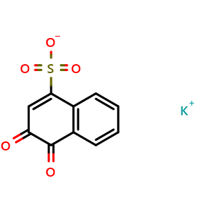 Chemical structure of Potassium 1,2-naphthoquinone-4-sulphonate , CAS 5908-27-0, AChemBlock AD278990