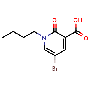 Chemical structure of 5-Bromo-1-butyl-2-oxo-1,2-dihydropyridine-3-carboxylic acid , CAS 66158-56-3, AChemBlock AD278994