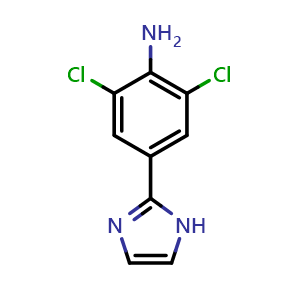Chemical structure of 2,6-Dichloro-4-(1H-imidazol-2-yl)aniline , CAS 1337882-05-9, AChemBlock AD278995