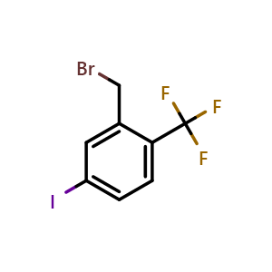 Chemical structure of 2-(Bromomethyl)-4-iodo-1-(trifluoromethyl)benzene , CAS 1261682-47-6, AChemBlock AD278996