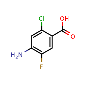 Chemical structure of 4-Amino-2-chloro-5-fluorobenzoic acid , CAS 2166861-81-8, AChemBlock AD278998