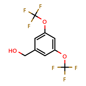 Chemical structure of (3,5-Bis(trifluoromethoxy)phenyl)methanol , CAS 1121586-22-8, AChemBlock AD279000