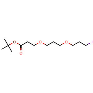 Chemical structure of tert-Butyl 3-(3-(3-iodopropoxy)propoxy)propanoate , CAS 2230826-08-9, AChemBlock AD279003
