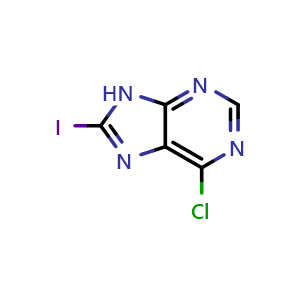 Chemical structure of 6-Chloro-8-iodo-9H-purine , CAS 1801425-40-0, AChemBlock AD279014