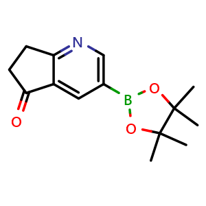 Chemical structure of 3-(4,4,5,5-Tetramethyl-1,3,2-dioxaborolan-2-yl)-6,7-dihydro-5H-cyclopenta[b]pyridin-5-one , CAS 2408430-15-7, AChemBlock AD279015