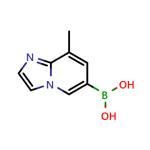 Chemical structure of (8-Methylimidazo[1,2-a]pyridin-6-yl)boronic acid , CAS 2260683-76-7, AChemBlock AD279020