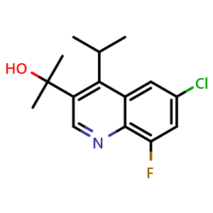 Chemical structure of 2-(6-Chloro-8-fluoro-4-isopropylquinolin-3-yl)propan-2-ol , CAS 3003707-51-2, AChemBlock AD279027