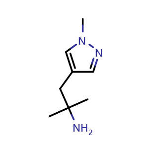 Chemical structure of 2-Methyl-1-(1-methyl-1h-pyrazol-4-yl)propan-2-amine , CAS 1250073-03-0, AChemBlock AD279033