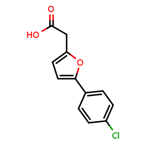 Chemical structure of 5-(4-Chlorophenyl)-2-furanacetic acid , CAS 19832-57-6, AChemBlock AD279035