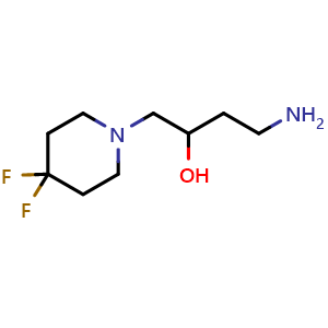 Chemical structure of alpha-(2-Aminoethyl)-4,4-difluoro-1-piperidineethanol , CAS 2008638-30-8, AChemBlock AD279037