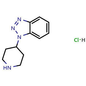 Chemical structure of 1-(Piperidin-4-yl)-1H-benzo[d][1,2,3]triazole hydrochloride , CAS 79098-80-9, AChemBlock AD279038
