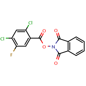 Chemical structure of 1,3-Dihydro-1,3-dioxo-2H-isoindol-2-yl 2,4-dichloro-5-fluorobenzoate , CAS 2248417-84-5, AChemBlock AD279047