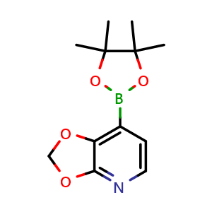 Chemical structure of 7-(4,4,5,5-Tetramethyl-1,3,2-dioxaborolan-2-yl)-[1,3]dioxolo[4,5-b]pyridine , CAS 3033048-03-9, AChemBlock AD279061