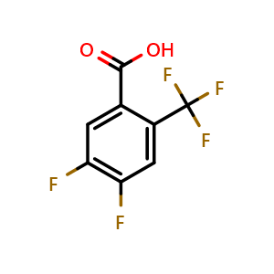 Chemical structure of 4,5-Difluoro-2-(trifluoromethyl)benzoic acid , CAS 261945-13-5, AChemBlock AD279064