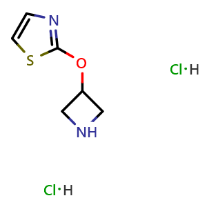 Chemical structure of 2-(Azetidin-3-yloxy)-1,3-thiazole dihydrochloride , CAS 1258650-45-1, AChemBlock AD279066