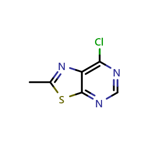 Chemical structure of 7-Chloro-2-methylthiazolo[5,4-d]pyrimidine , CAS 116056-21-4, AChemBlock AD279068