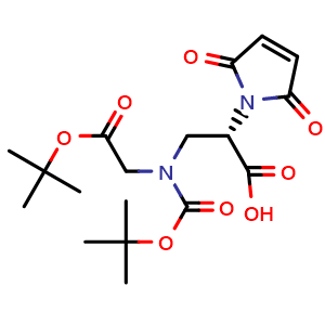 Chemical structure of (S)-3-((2-(tert-Butoxy)-2-oxoethyl)(tert-butoxycarbonyl)amino)-2-(2,5-dioxo-2,5-dihydro-1H-pyrrol-1-yl)propanoic acid , CAS 2750622-89-8, AChemBlock AD279071